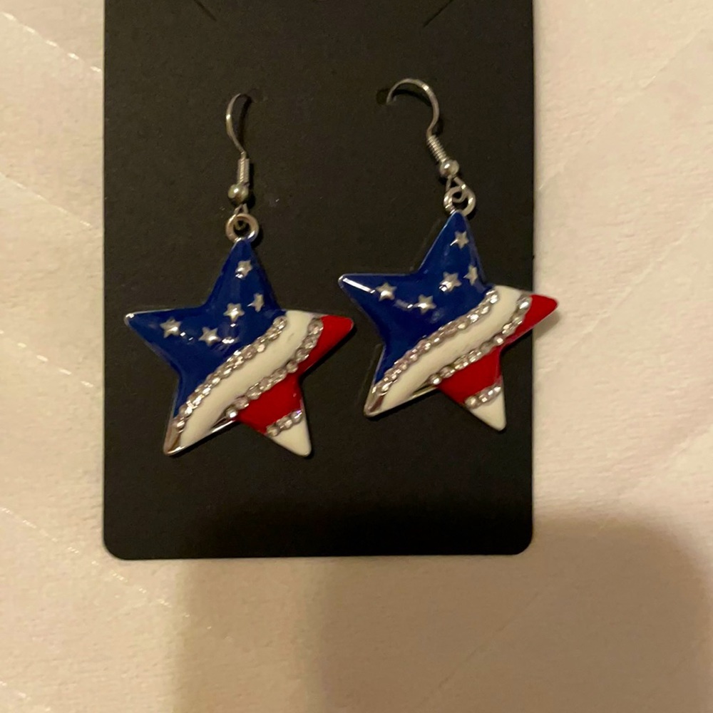 4th of July Dangle Star Earrings